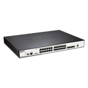 D-Link 24-Port Gigabit L2 PoE Switch, 4 Combo SFP, 40-Gigabit Stacking